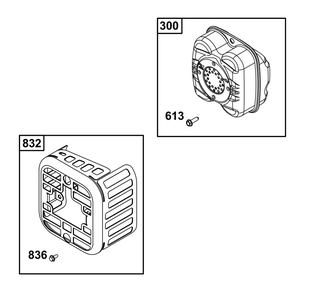 Exhaust Group Diagram and Parts List for 09P902-0018-H5 020000 - 09Z999 Briggs and Stratton Engine
